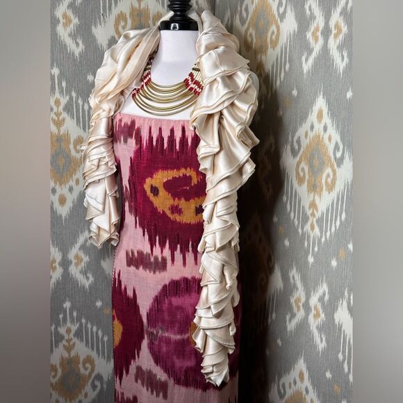 Ralph Lauren Collection Spring 2022 Darya Ikat Embellished Linen Voile Dress - Picture 8 of 16